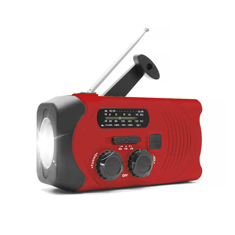 Emergency Solar Powered Weather Radio AM/FM/WB NOAA Hand Crank Radio with LED Flashlight, Portable 2000mAh Cell Phone Charger Power Bank with SOS Alarm