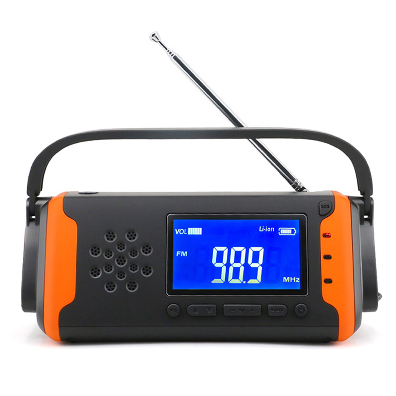 LCD Digital Emergency Weather Radio,Solar Hand Crank AM/FM NOAA Radio with LED Flashlight,AUX-in Music Player,4000mAh Power Bank for Cell Phone Charger and SOS Alarm